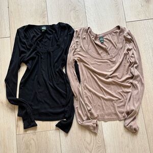 Black and Tan Long Sleeve Tops